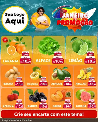 Modelo de Rede Social para Feed Instagram com o tema Janeiro de Promoção para Hortifrúti