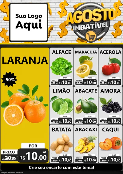 Modelo de Encarte para Encarte A4 Vertical com o tema Agosto imbatível para Hortifrúti