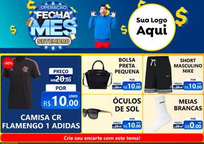 Modelo de Encarte para Encarte A4 Horizontal com o tema Operação Fecha Mês Setembro para Roupas e acessórios