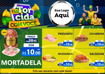 Modelo de Encarte para Encarte A4 Horizontal com o tema Na Torcida Com Você - Copa para Frios e Laticínios