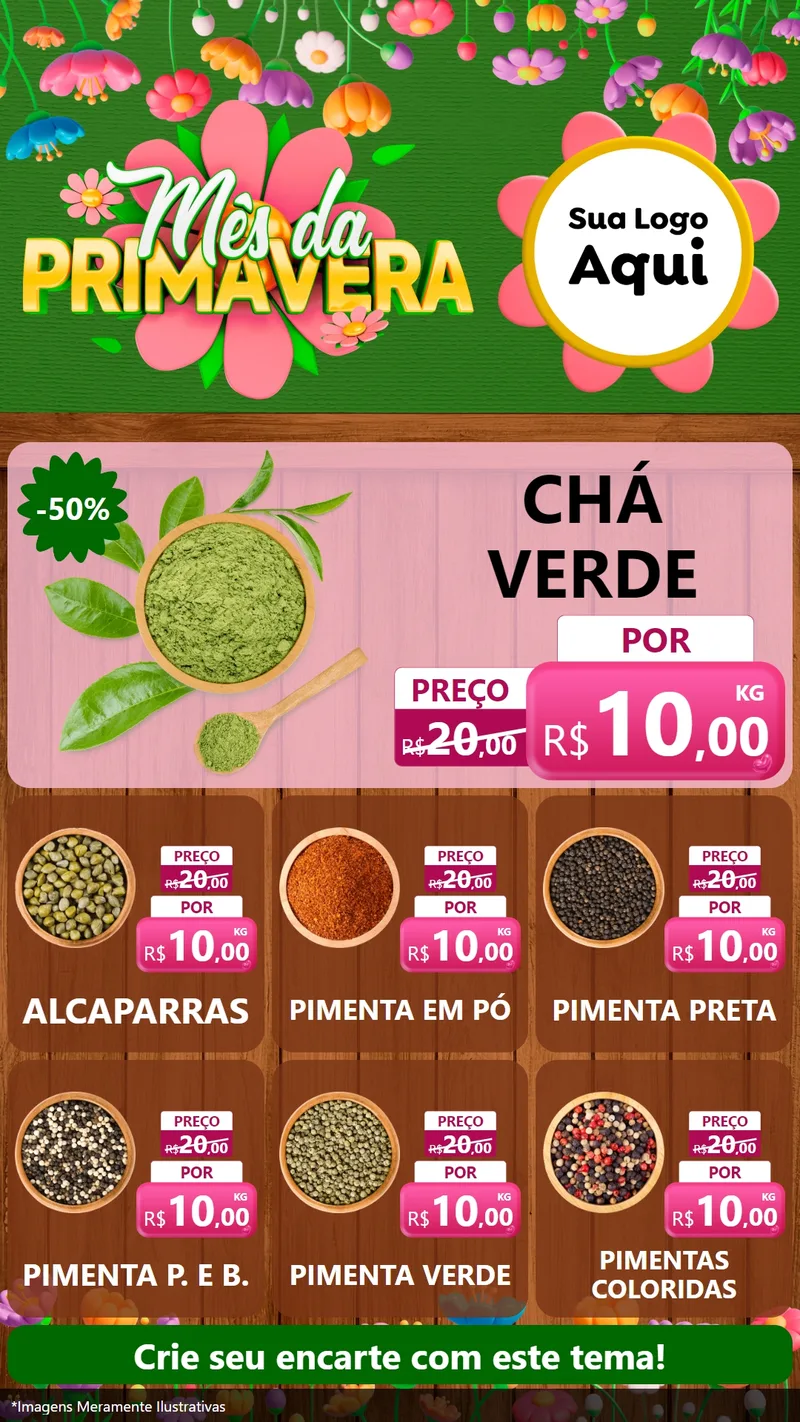 Modelo de Rede Social para Stories com o tema Mês da Primavera para Produtos Naturais