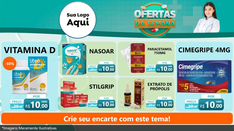 Modelo de TV para TV Horizontal com o tema Ofertas da Semana para Farmácia
