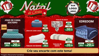 Modelo de TV para TV Horizontal com o tema Um Natal de Ofertas para Cama, Mesa e Banho