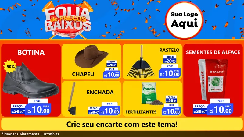 Modelo de TV para TV Horizontal com o tema Folia de Preços Baixos para Agropecuária