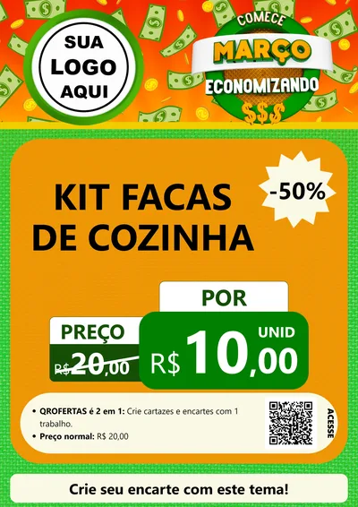 Modelo de Cartaz para Cartaz A4 Vertical com o tema Comece Março Economizando para Utilidades Domésticas