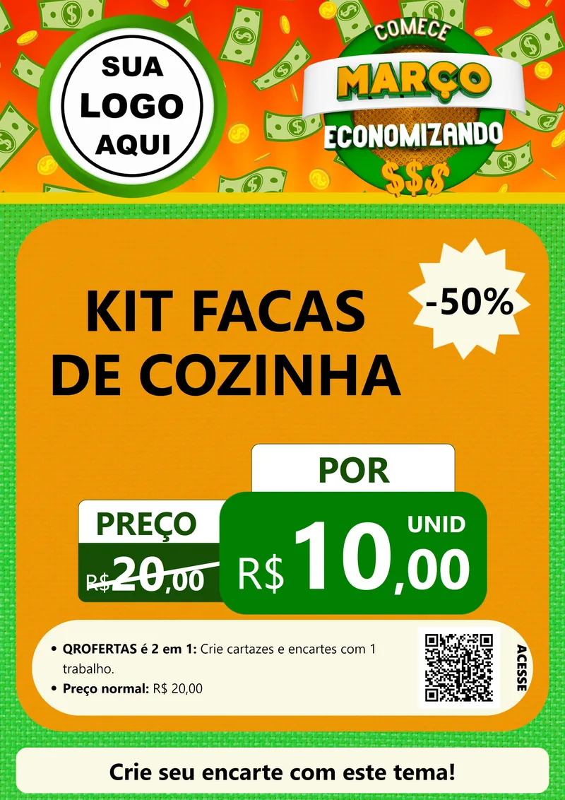 Modelo de Cartaz para Cartaz A4 Vertical com o tema Comece Março Economizando para Utilidades Domésticas