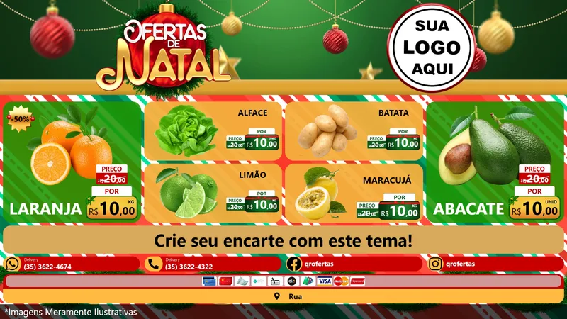 Modelo de TV para TV Horizontal com o tema Ofertas de Natal para Hortifrúti