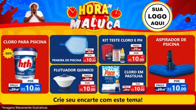 Modelo de TV para TV Horizontal com o tema Hora Maluca para Produtos para Piscina