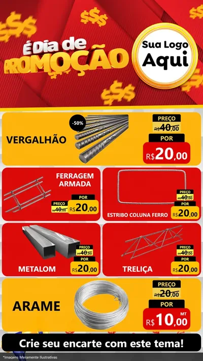 Modelo de TV para TV Vertical com o tema É Dia De Promoção para Ferragens