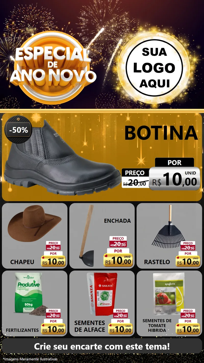 Modelo de Rede Social para Stories com o tema Especial de Ano Novo para Agropecuária