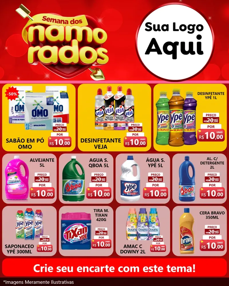 Modelo de Rede Social para Feed Instagram com o tema Semana dos namorados para Produtos de Limpeza