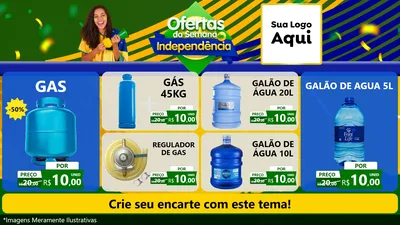 Modelo de TV para TV Horizontal com o tema Ofertas da Semana da Independência para Água e gás