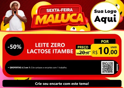Modelo de Cartaz para Cartaz A4 Horizontal com o tema Sexta-feira Maluca para Frios e Laticínios