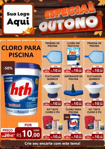 Modelo de Encarte para Encarte A4 Vertical com o tema Especial Outono para Produtos para Piscina