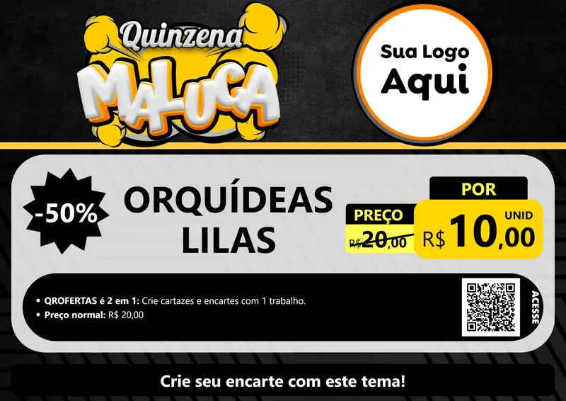 Modelo de Cartaz para Cartaz A4 Horizontal com o tema Quinzena Maluca para Floricultura e jardim
