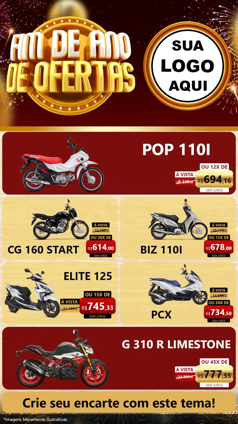 Modelo de TV para TV Vertical com o tema Fim de Ano de Ofertas para Concessionaria de Motos