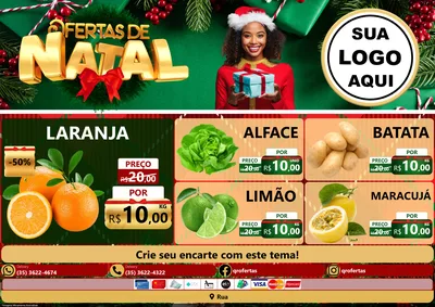 Modelo de Encarte para Encarte A4 Horizontal com o tema Ofertas de Natal para Hortifrúti