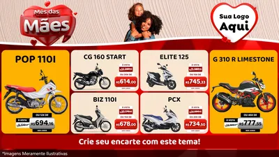 Modelo de TV para TV Horizontal com o tema Mês das Mães para Concessionaria de Motos