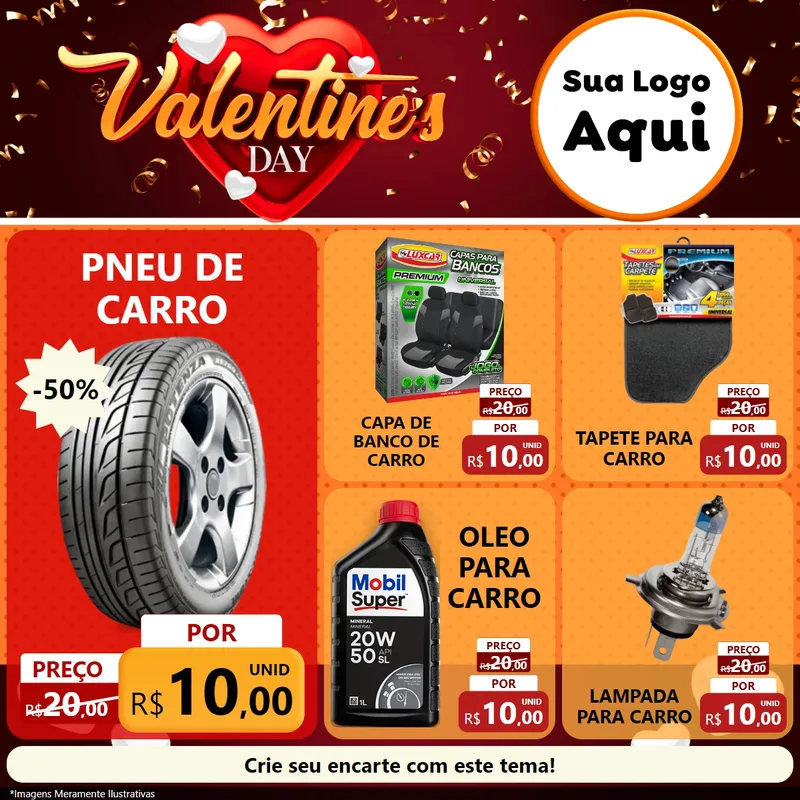 Modelo de Rede Social para Feed Facebook com o tema Valentine's Day para Auto peças