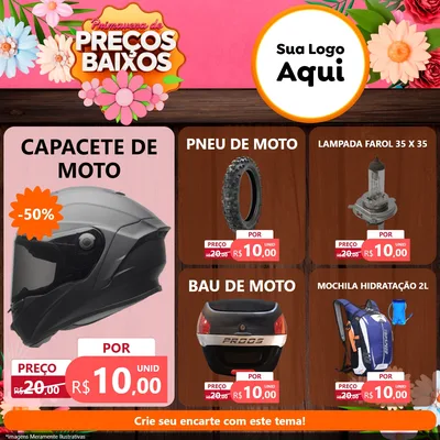 Modelo de Rede Social para Feed Facebook com o tema Primavera de Preços Baixos para Moto peças