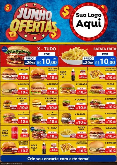 Modelo de Encarte para Encarte A4 Vertical com o tema Junho de Ofertas para Hamburgueria