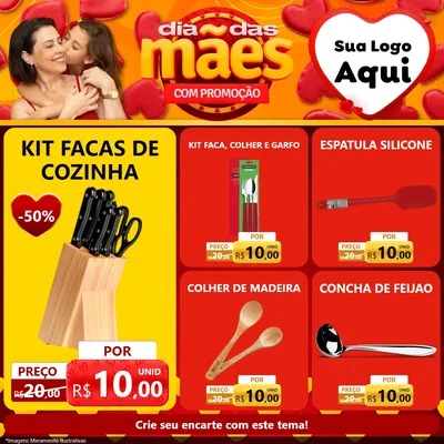 Modelo de Rede Social para Feed Facebook com o tema Dia das Mães com Promoção para Utilidades Domésticas