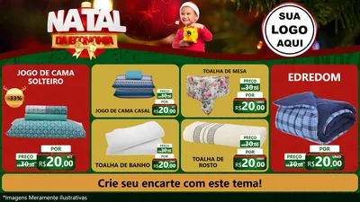 Modelo de TV para TV Horizontal com o tema Natal da Economia para Cama, Mesa e Banho