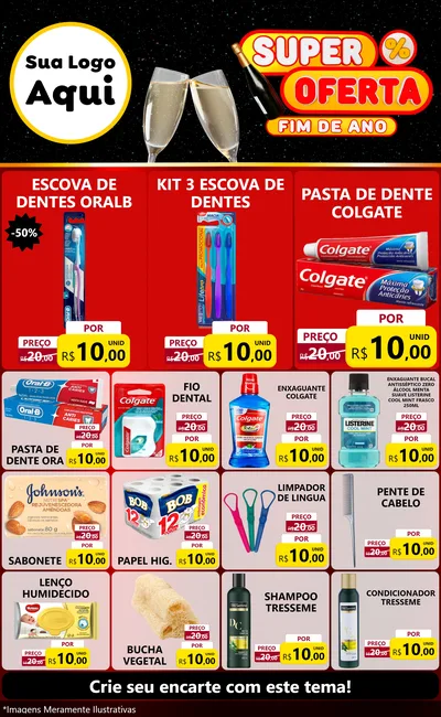Modelo de Encarte para Encarte Grande com o tema Super Oferta Fim de Ano para Higiene Pessoal