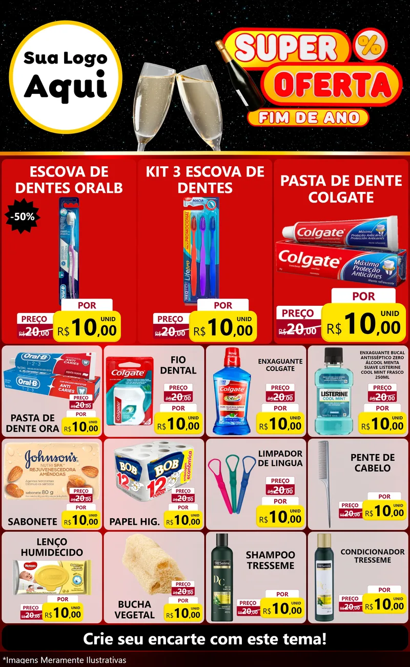 Modelo de Encarte para Encarte Grande com o tema Super Oferta Fim de Ano para Higiene Pessoal