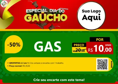 Modelo de Cartaz para Cartaz A4 Horizontal com o tema Especial Dia do Gaúcho para Água e gás