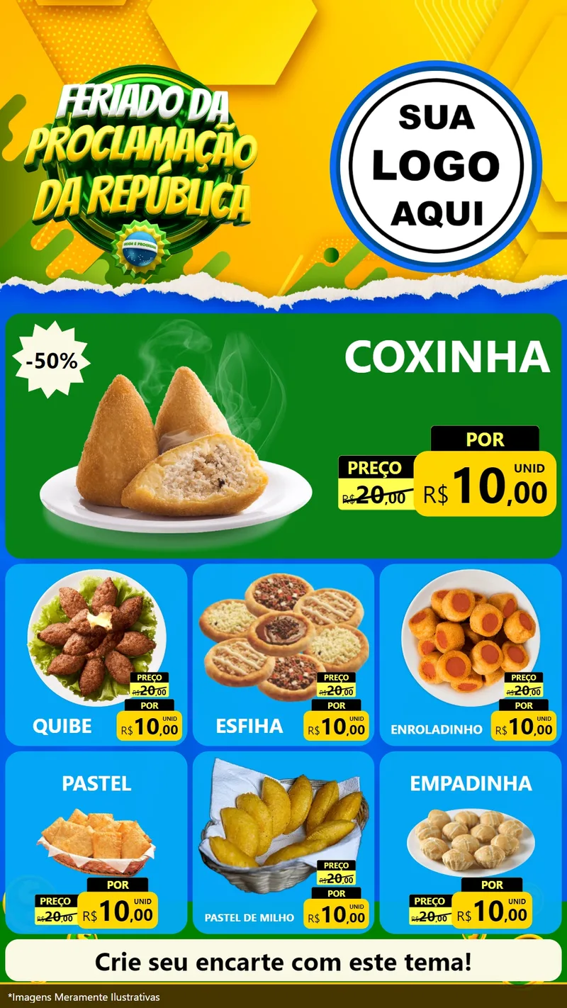 Modelo de Rede Social para Stories com o tema Feriado da Proclamação da República para Salgadaria