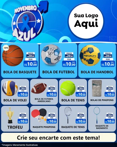 Modelo de Rede Social para Feed Instagram com o tema Novembro Azul para Artigos Esportivos