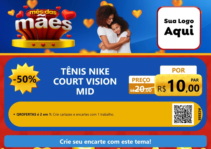 Modelo de Cartaz para Cartaz A4 Horizontal com o tema Mês das Mães para Calçados
