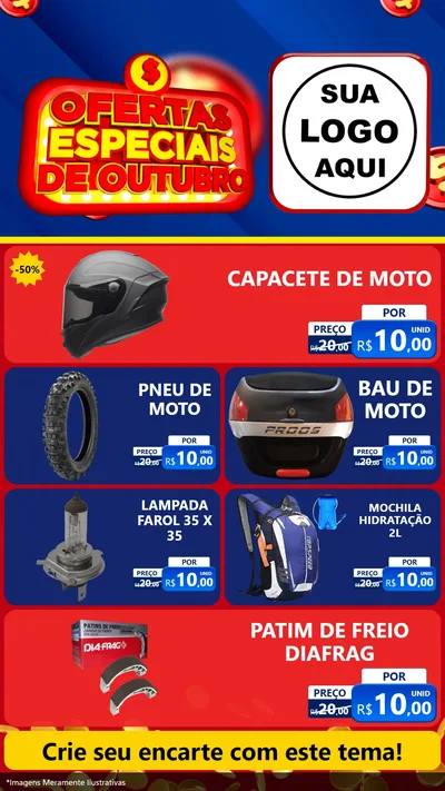 Modelo de TV para TV Vertical com o tema Ofertas Especiais de Outubro para Moto peças