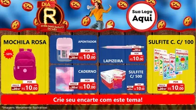 Modelo de TV para TV Horizontal com o tema Dia R - O Dia Mais Barato Do Mês para Papelaria
