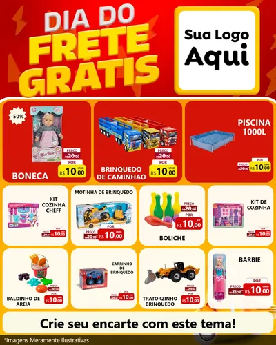 Modelo de Rede Social para Feed Instagram com o tema Dia do Frete Grátis para Brinquedos