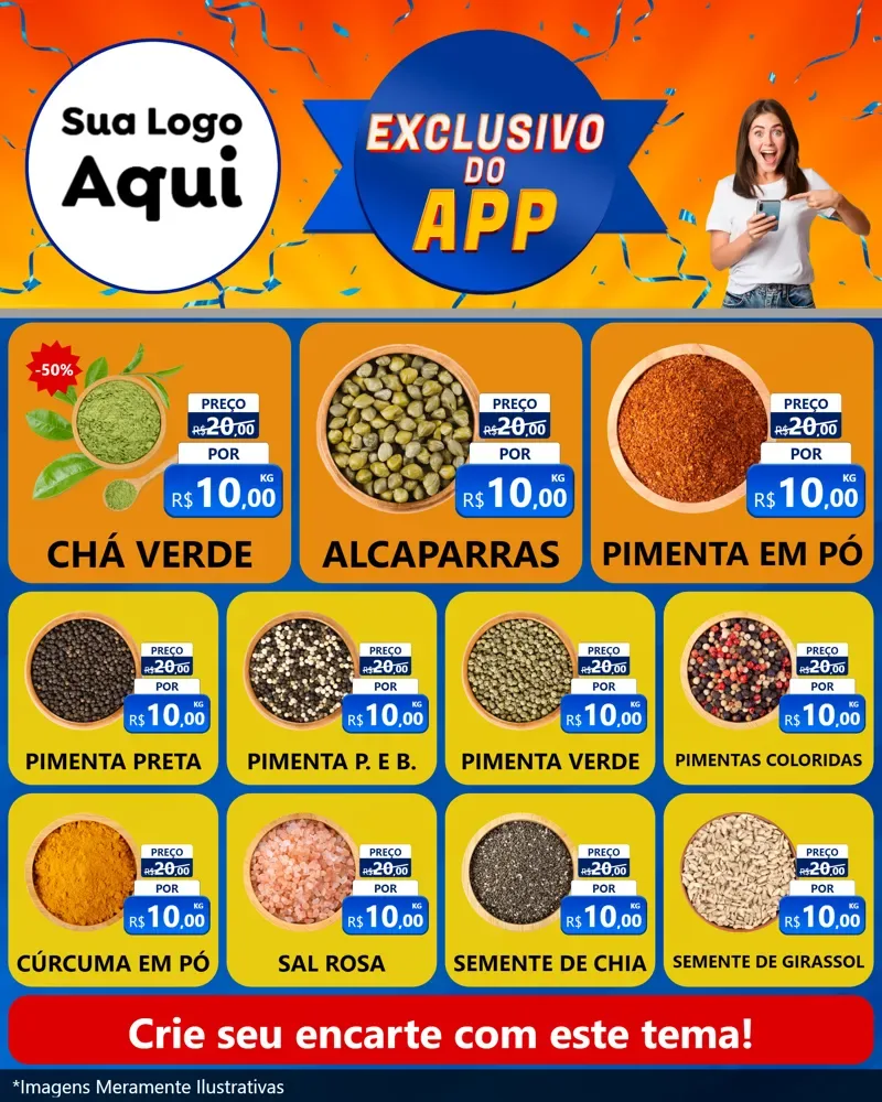 Modelo de Rede Social para Feed Instagram com o tema Exclusivo do Aplicativo para Produtos Naturais