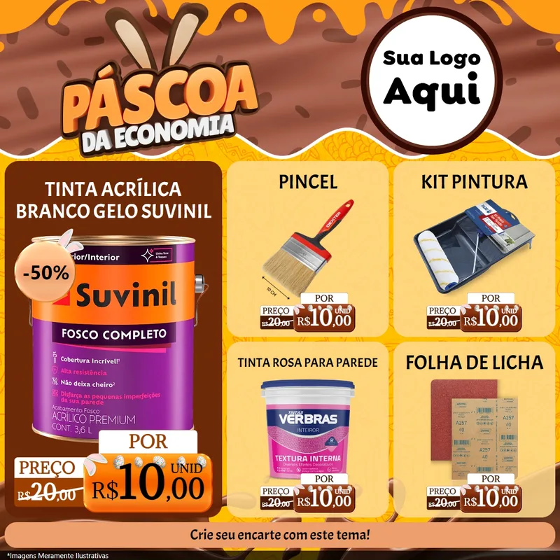 Modelo de Rede Social para Feed Facebook com o tema Páscoa da Economia para Tintas e Ferramentas