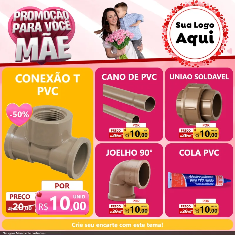 Modelo de Rede Social para Feed Facebook com o tema Promoção Para Você Mãe para Tubos e conexões