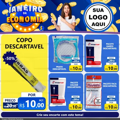 Modelo de Rede Social para Feed Facebook com o tema Janeiro da Economia para Embalagens