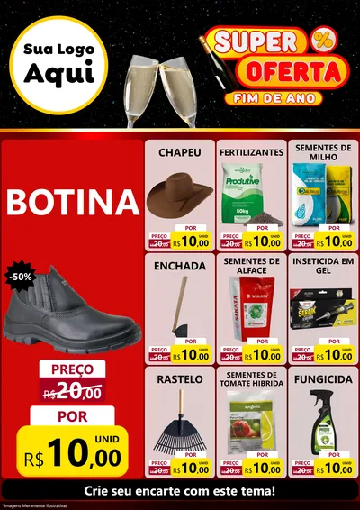 Modelo de Encarte para Encarte A4 Vertical com o tema Super Oferta Fim de Ano para Agropecuária