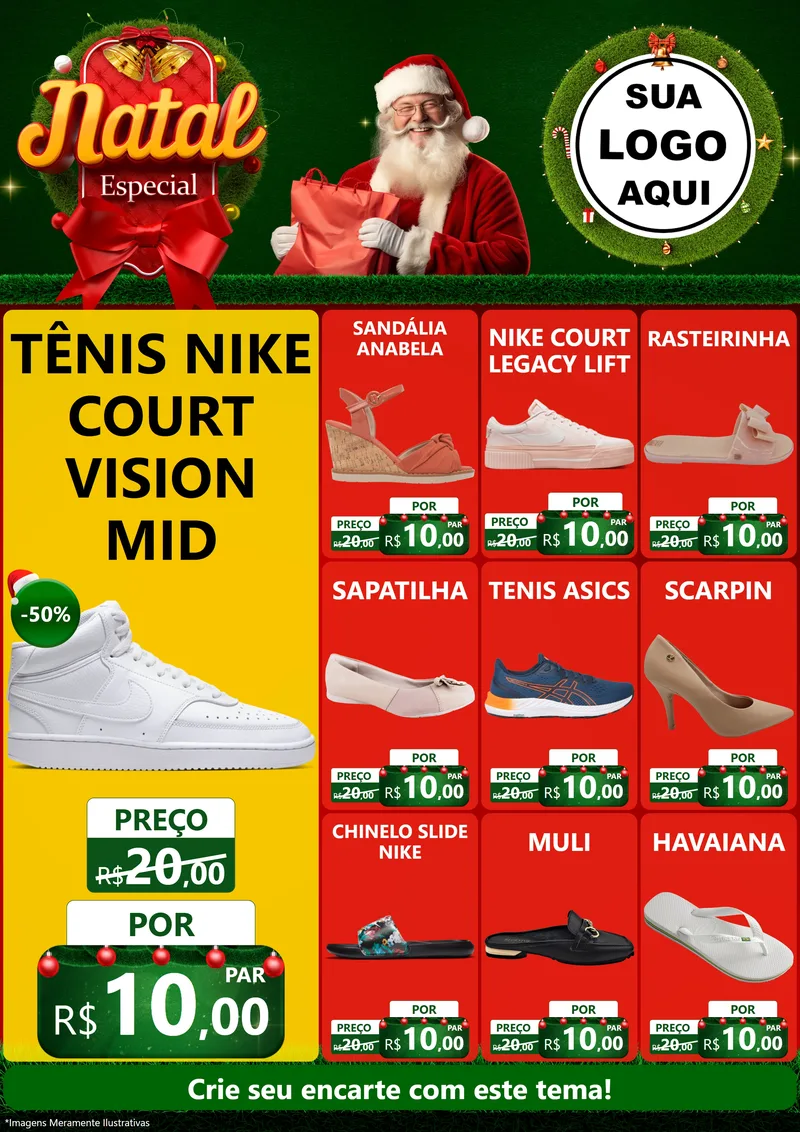 Modelo de Encarte para Encarte A4 Vertical com o tema Natal Especial para Calçados
