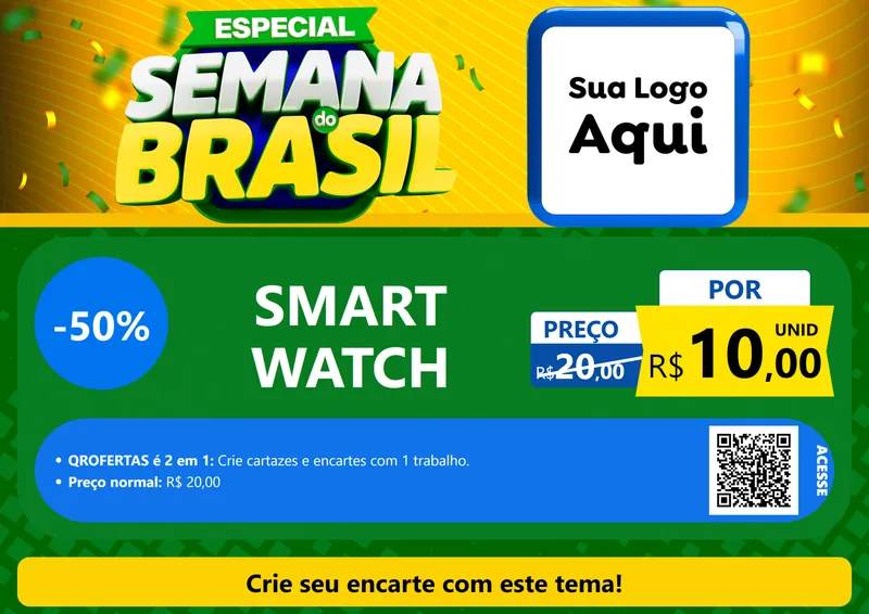 Modelo de Cartaz para Cartaz A4 Horizontal com o tema Especial Semana do Brasil para Informática
