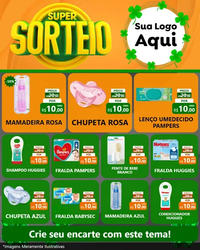 Modelo de Rede Social para Feed Instagram com o tema Super Sorteio para Bebês