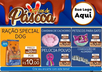 Modelo de Encarte para Encarte A4 Horizontal com o tema Ofertas de Páscoa para Pet Shop