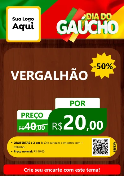 Modelo de Cartaz para Cartaz A4 Vertical com o tema Dia do Gaúcho para Ferragens