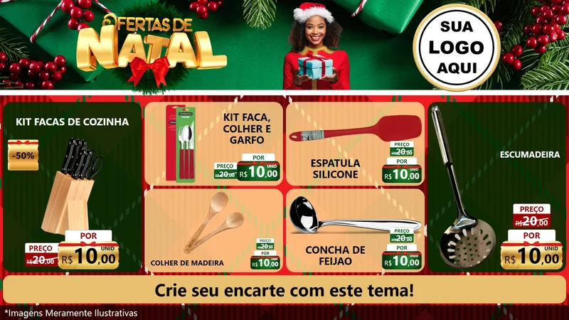 Modelo de TV para TV Horizontal com o tema Ofertas de Natal para Utilidades Domésticas