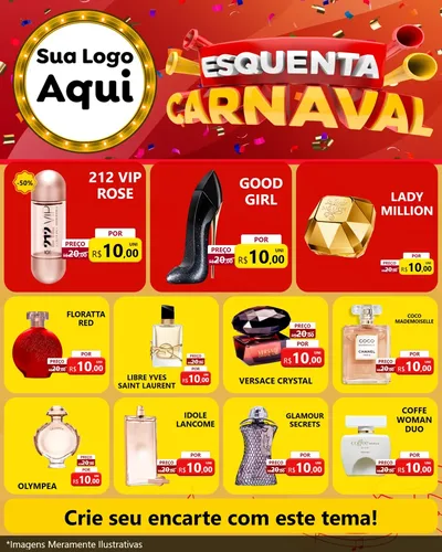 Modelo de Rede Social para Feed Instagram com o tema Esquenta Carnaval para Perfumes