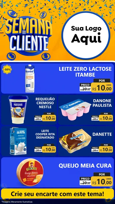 Modelo de TV para TV Vertical com o tema Semana do Cliente para Frios e Laticínios