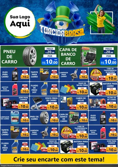 Modelo de Encarte para Encarte A4 Vertical com o tema Torcida Brasil - Copa para Auto peças